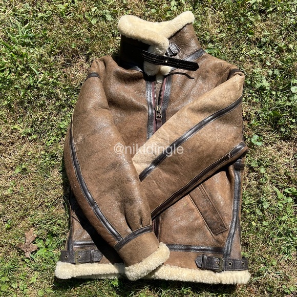 Vintage Gorgeous sheepskin Real shearling leather b3 bomber jacket Sherpa Coat - Picture 3 of 11